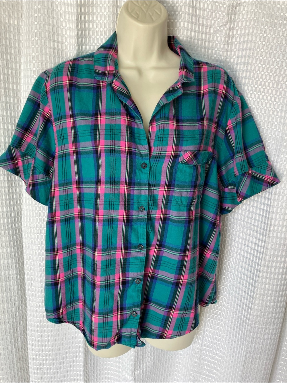 Victoria's Secret Pajama Sleep Shirt Bundle 2 Cotton Modal Plaid Women's Size M - Picture 2 of 15